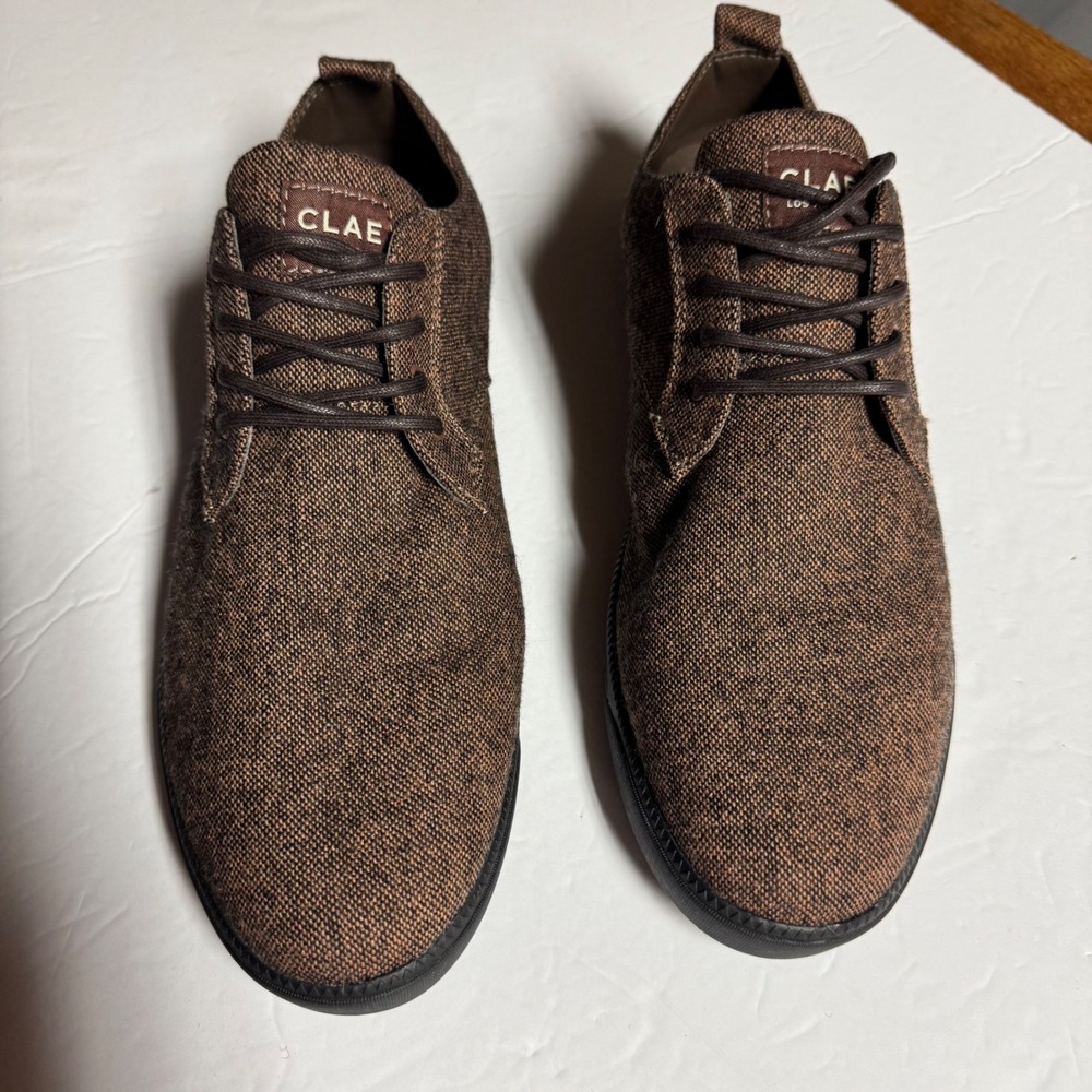 CLAE Oxford Casual Dress Shoes Brown Woven Lace Up size 9